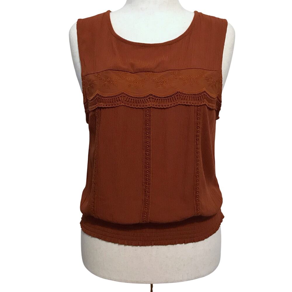 Selfie NWT Brown Sleeveless Blouse Juniors M